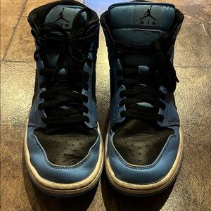 Blue and Black High-Top Sneakers